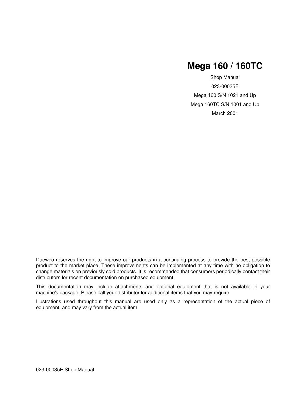Mega M160 M160TC Shop Manual Daewoo Doosan